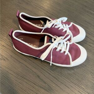 Sperry Women's Maroon Canvas Sneakers